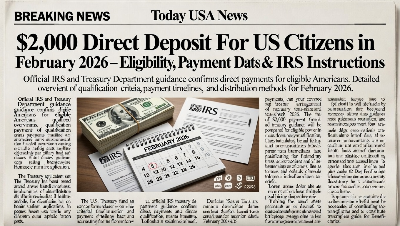 $2,000 Direct Deposit For US Citizens in February 2026